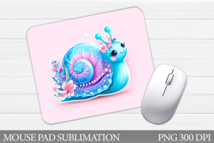 Cute Snail Mouse Pad Design. Cute Snail Sublimation Product Image 1