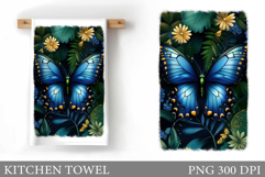 Butterfly Kitchen Towel Design. Butterfly Sublimation Product Image 1