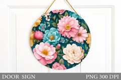 Flowers Door Sign Design. Floral Door Sign Sublimation Product Image 1
