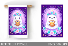 Cute Ghost Kitchen Towel. Halloween Kitchen Towel Design Product Image 1