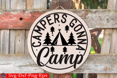 Camping Round Sign SVG Design Outdoor Sign Camping SVG Product Image 1