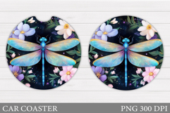Dragonfly Car Coaster. Dragonfly Sublimation Product Image 1