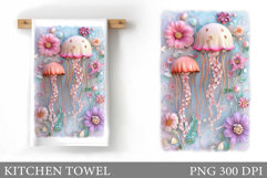 Jellyfish Kitchen Towel Design. Jellyfish Sublimation Product Image 1