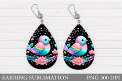 Cute Bird Teardrop Earring. Cute Bird Earring Sublimation Product Image 1