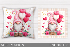 Valentines Gnome Pillow. Valentines Pillow Sublimation Product Image 1
