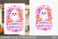 Cute Ghost Garden Flag. Cute Halloween Garden Flag Design Product Image 1