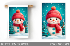 Snowman Kitchen Towel Design. Christmas Kitchen Towel Product Image 1