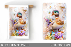 Cute Duck Kitchen Towel. Cute Duck Sublimation Product Image 1