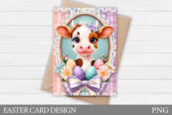 Easter Cow Card Printable. Easter Card Design Product Image 1