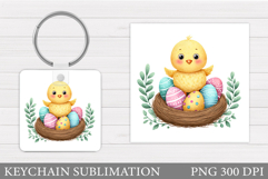 Easter Chick Keychain Design. Easter Keychain Sublimation Product Image 1