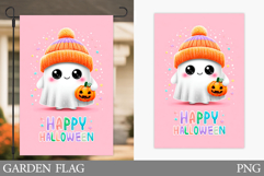 Cute Ghost Garden Flag. Cute Halloween Garden Flag Design Product Image 1