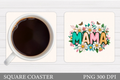 Mother's Day Coaster Design. Flowers Coaster Sublimation Product Image 1