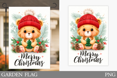 Christmas Bear Garden Flag. Christmas Garden Flag Design Product Image 1