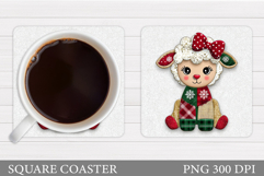 Christmas Lamb Coaster. Christmas Coaster Sublimation Product Image 1