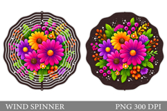 Floral Wind Spinner Sublimation. Flowers Wind Spinner Design Product Image 1