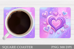 Hearts Coaster Design. Valentine Coaster Sublimation Product Image 1