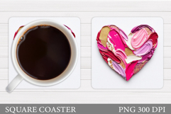 Heart Coaster Design. Valentine Coaster Sublimation Product Image 1