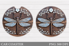 Dragonfly Car Coaster. Flowers Car Coaster Design Product Image 1
