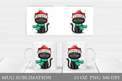 Christmas Cat Mug Design. Christmas Mug Sublimation Product Image 1