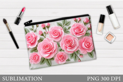 Roses Makeup Bag Sublimation. Floral Makeup Bag Design Product Image 1