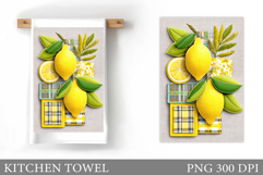 Patchwork Lemons Kitchen Towel. Lemons Sublimation Product Image 1