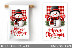Snowman Kitchen Towel Design. Christmas Kitchen Towel Product Image 1