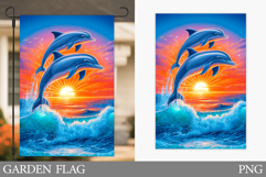 Dolphin Garden Flag Design. Dolphin Sublimation Product Image 1
