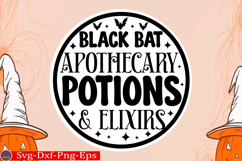 Black Bat Apothecary potions &amp; Elixirs round sign svg design Product Image 1