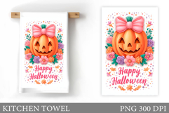 Halloween Pumpkin Kitchen Towel. Halloween Sublimation Product Image 1