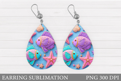 Fish Teardrop Earring. 3D Fish Earring Sublimation Product Image 1