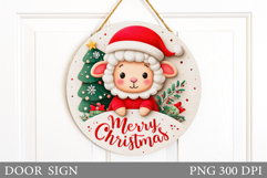 Cute Lamb Christmas Ornament. Christmas Lamb Sublimation Product Image 1