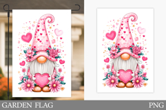 Valentines Gnome Garden Flag. Valentines Garden Flag Design Product Image 1