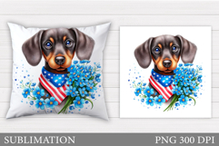 Patriotic Dog Pillow Design. Patriotic Pillow Sublimation Product Image 1