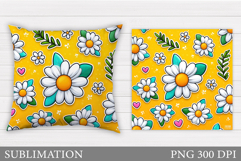 Daisy Flowers Pillow Sublimation. Flowers Sublimation Product Image 1