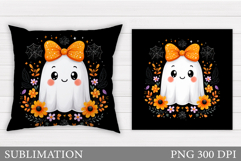 Cute Ghost Pillow Design. Cute Ghost Sublimation Product Image 1
