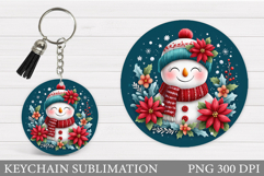 Cute Snowman Keychain Design. Christmas Keychain Sublimation Product Image 1