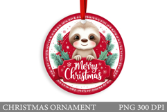Cute Sloth Christmas Ornament. Christmas Sloth Sublimation Product Image 1