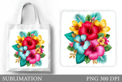 Hibiscus Tote Bag Design. Hibiscus Sublimation Product Image 1
