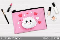 Valentines Cat Cosmetics Bag. Valentines Makeup Bag Design Product Image 1