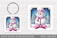 Cute Snowman Keychain Design. Christmas Keychain Sublimation Product Image 1