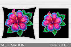 Hibiscus Pillow Design. Tropical Flowers Pillow Sublimation Product Image 1