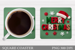Merry Christmas Coaster. Christmas Coaster Sublimation Product Image 1