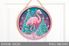 Christmas Flamingo Door Sign. Christmas Door Sign Design Product Image 1