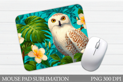Owl Mouse Pad Design. Owl Flowers Mouse Pad Sublimation Product Image 1