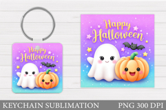 Halloween Keychain Sublimation. Ghost Keychain Design Product Image 1