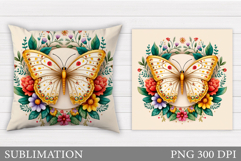Butterfly Pillow Design. Butterfly Flowers Pillow Product Image 1