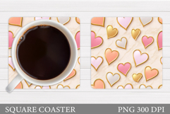 Hearts Coaster Sublimation. Valentines Coaster Design Product Image 1