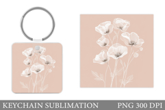 Flowers Square Keychain. Wildflowers Keychain Sublimation Product Image 1