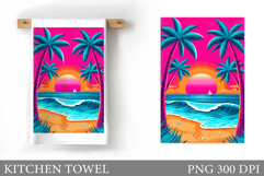 Sea Kitchen Towel Design. Summer Kitchen Towel Sublimation Product Image 1