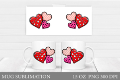 Hearts Mug Sublimation. Valentines Mug Wrap Design Product Image 1